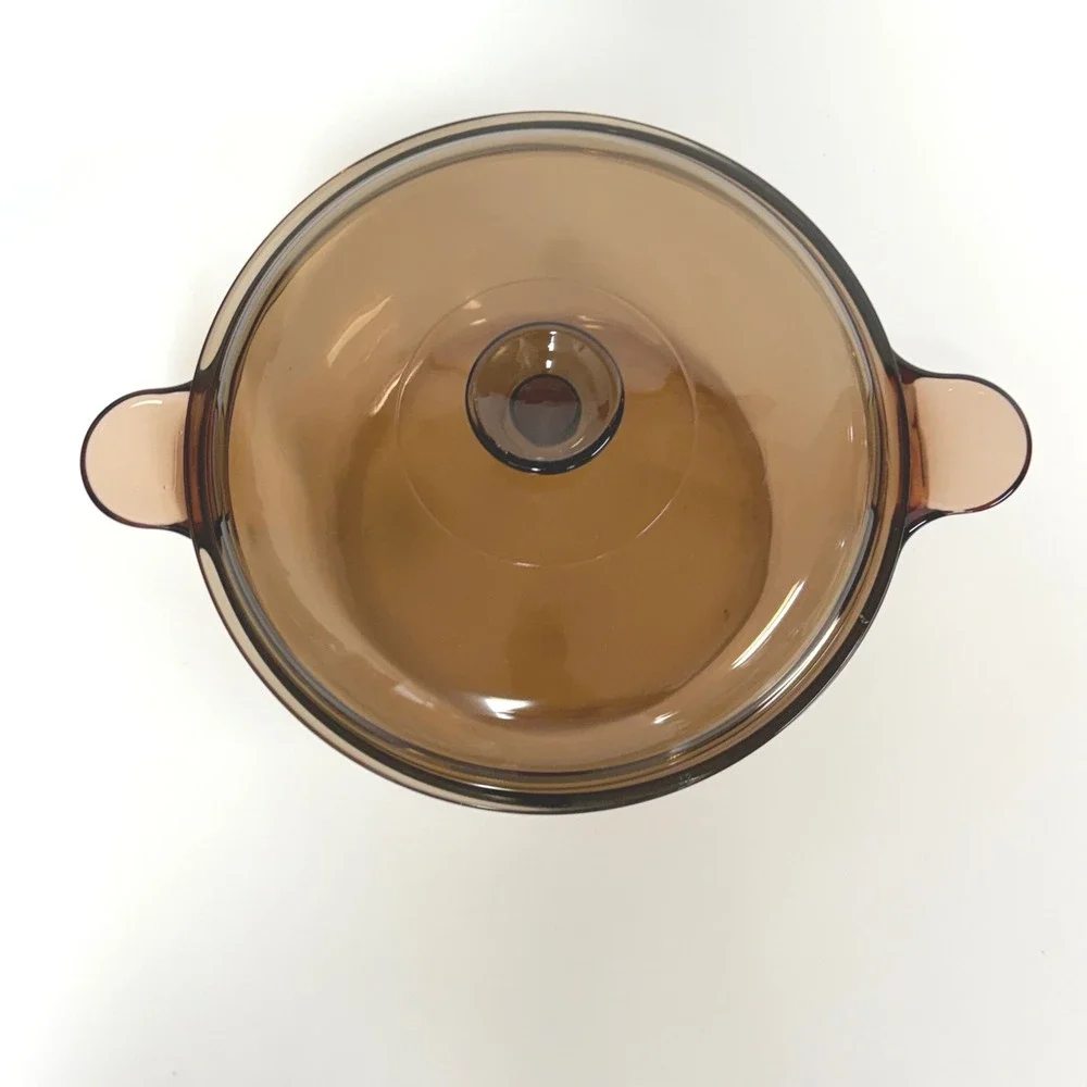 Vintage Visions Corning Amber Glass 4.5L Dutch Oven Stock Pot Casserole Dish